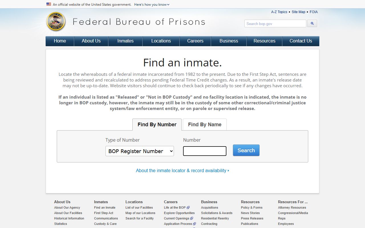 Federal BOP inmate locator used to find released Hillsborough County federal inmates
