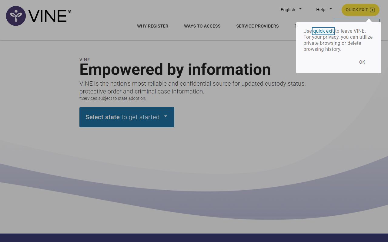 VINELink custody search used to set up Hillsborough County released inmate notifications