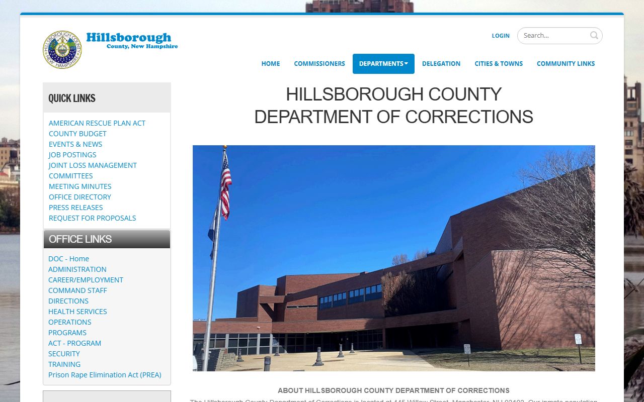 Hillsborough County Department of Corrections inmate information page for jail custody questions
