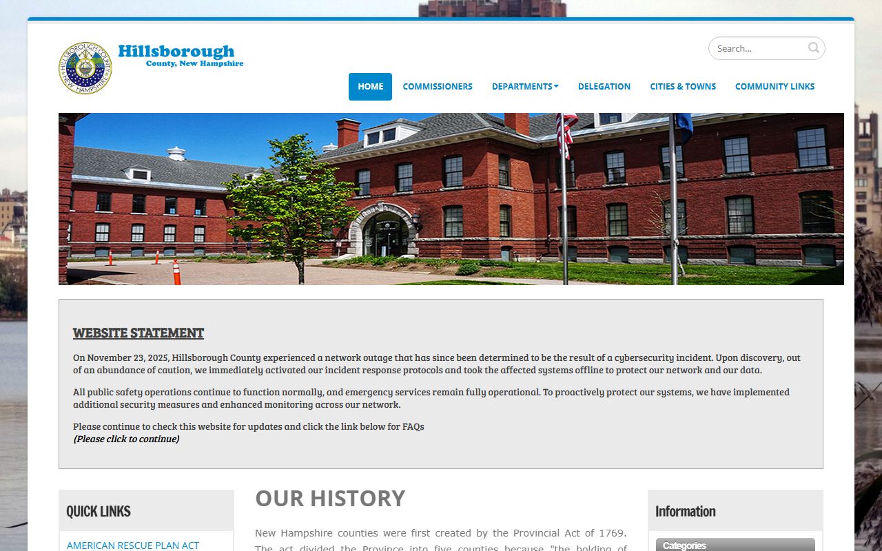 Hillsborough County Sheriff's Office page used for arrest and custody records