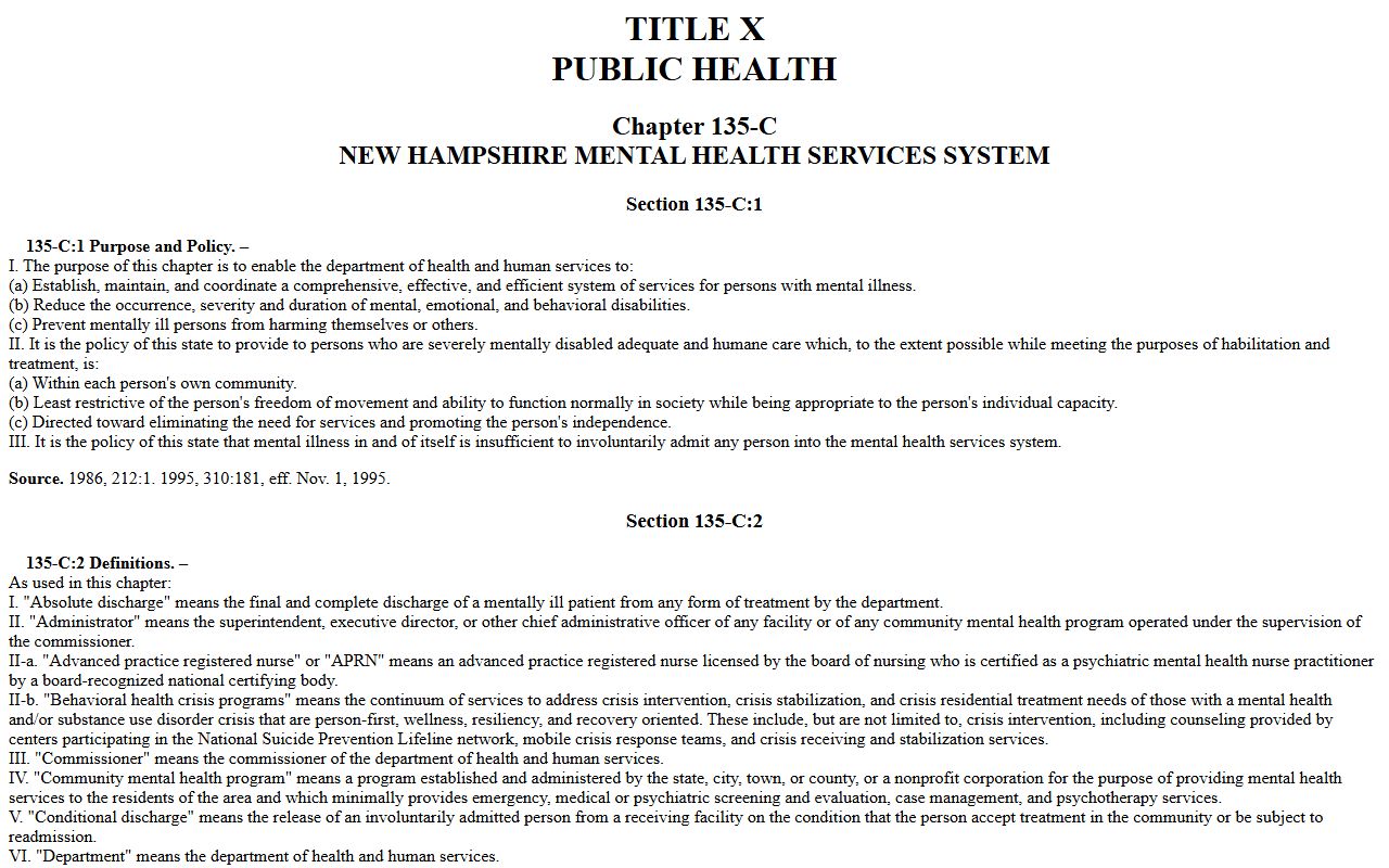RSA 135-C statute text tied to Hillsborough County probate guardianship confidentiality