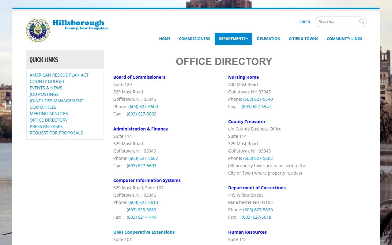 Hillsborough County government delegation page related to county offices and Hillsborough County traffic records
